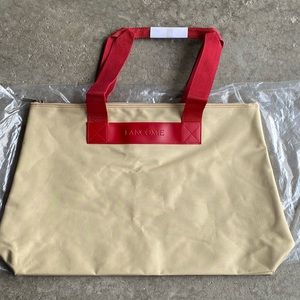 Lancôme Large Khaki & Red Waterproof Tote -  NEW
